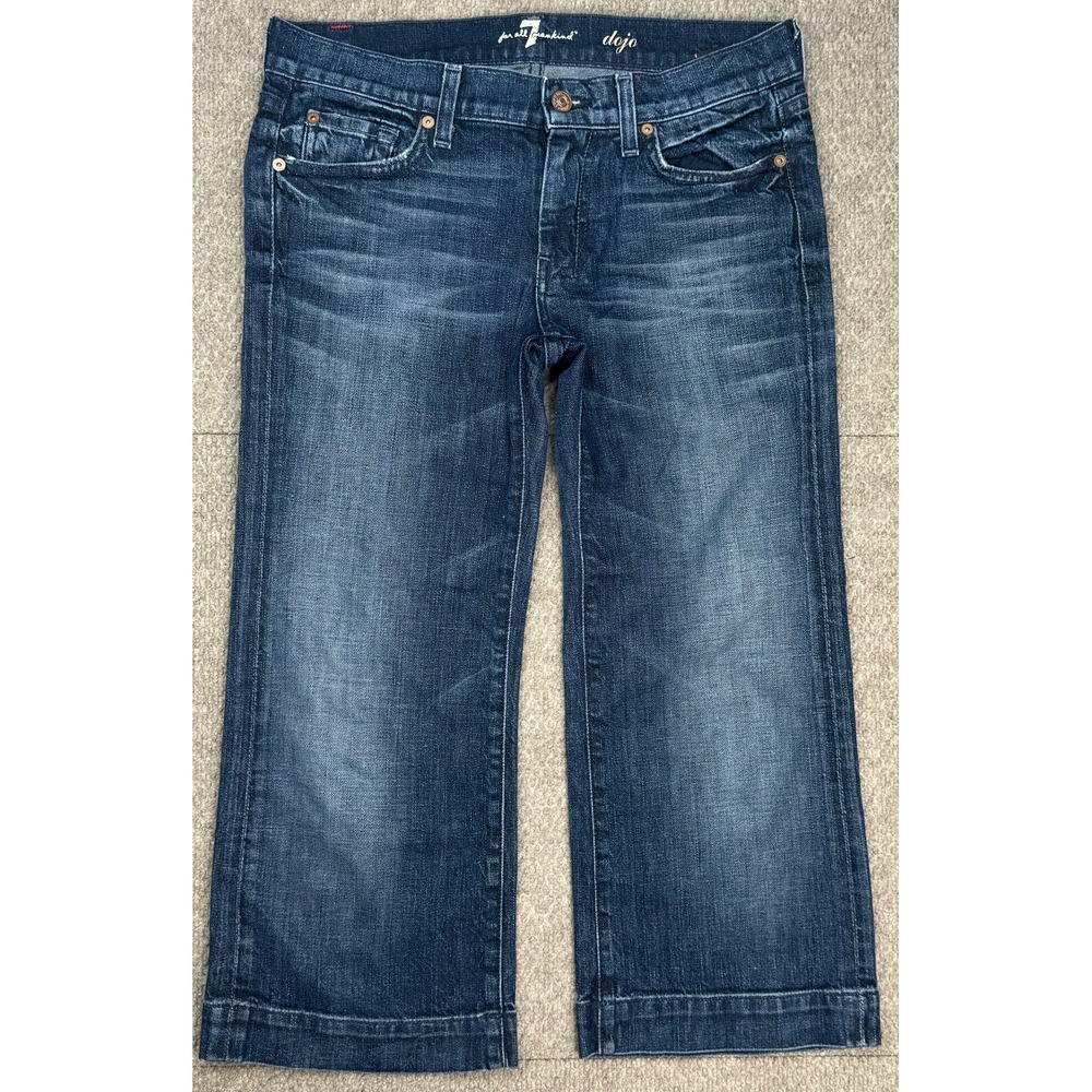7 For All Mankind Dojo Women's 5 Pocket Capri Denim Jean Shorts Size 27